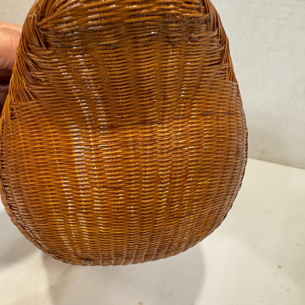 Mid Century SHANGHAI HANDICRAFTS WICKER & CARVED WOOD BASKETRY Basket BOX DUCK - Picture 11 of 16